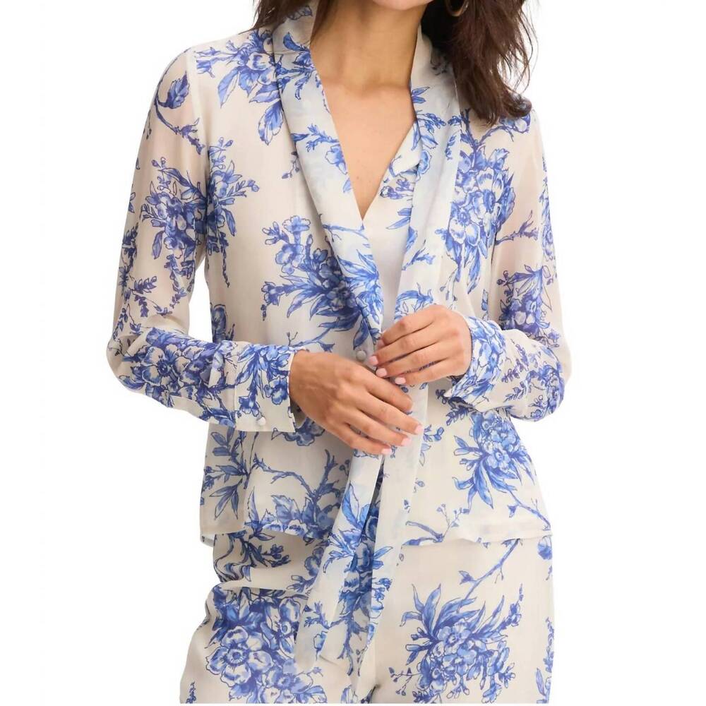 NEW ALLISON NEW YORK maribeth blouse in blue floral
